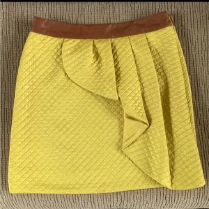Anthropologie HD in Paris Skirt Fall Mustard Yellow Gold Quilted Asymmetrical